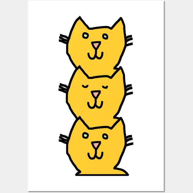 Minimal Yellow Cat Stack Wall Art by ellenhenryart